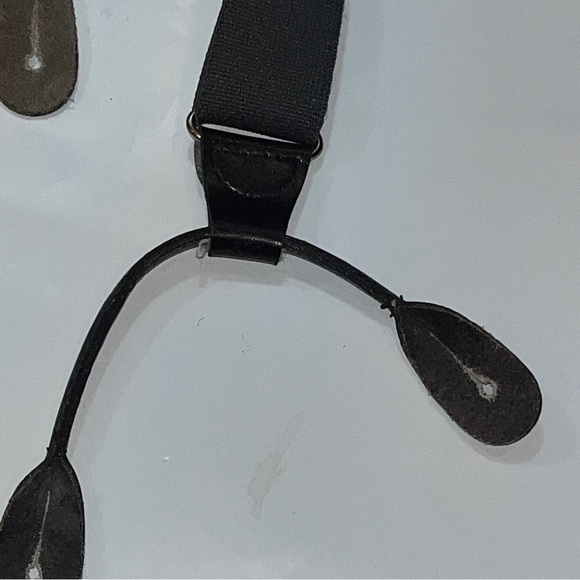 PELICAN DARK GRAY SUSPENDERS, BLACK leather Button straps, Brass Clips MEN’s USA - Picture 5 of 12